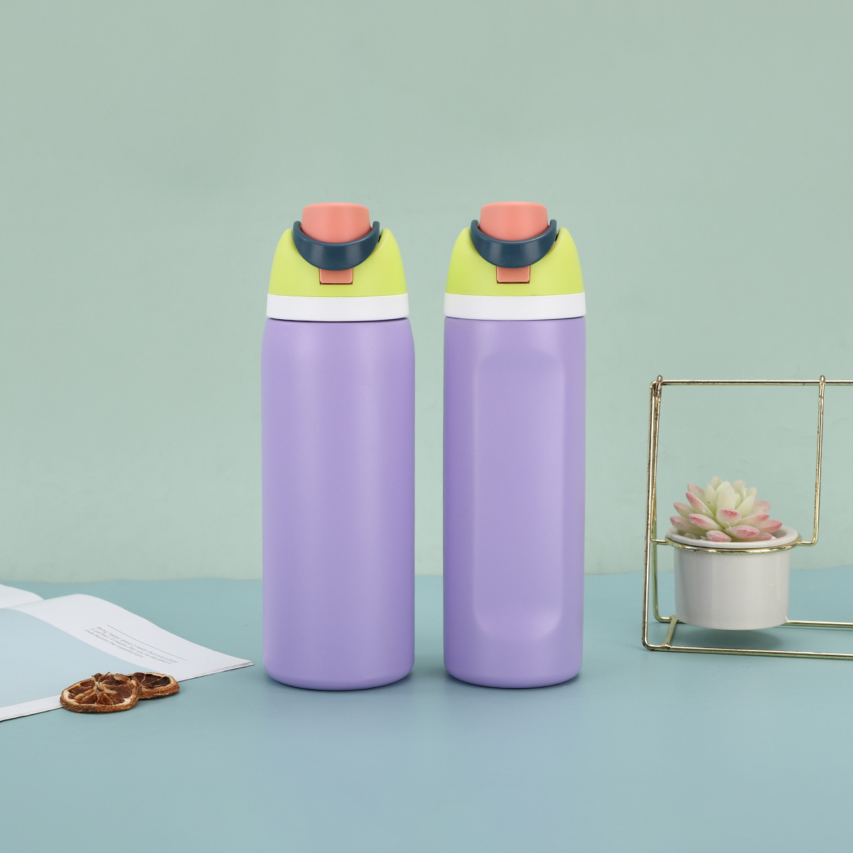 TK Botella de agua de acero inoxidable con aislamiento de 1 piezas con paja para deportes, viajes y Escuela Botella de agua deportiva sin BPA, 24 oz, denim