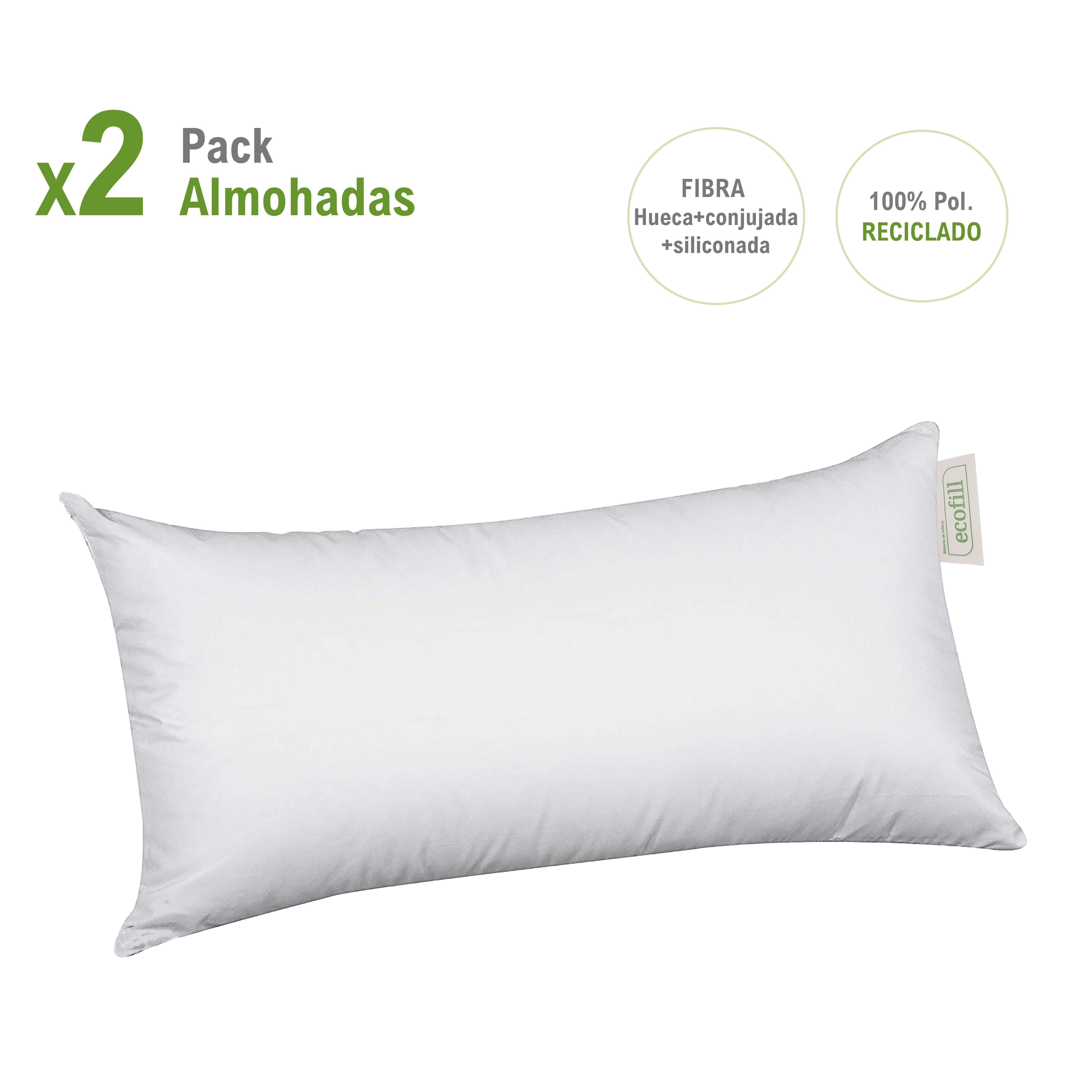 NORDIC HOME Pack 2 Almohadas ECOFILL | Fibra 100% Reciclada, Suaves y Transpirables