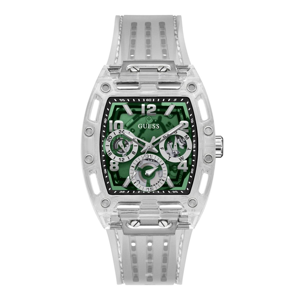 Guess Reloj Hombre Caja De Policarbonato Pulsera Silicona De Color Transparente Resistente Al Agua 5 Atm Gw0499g8
