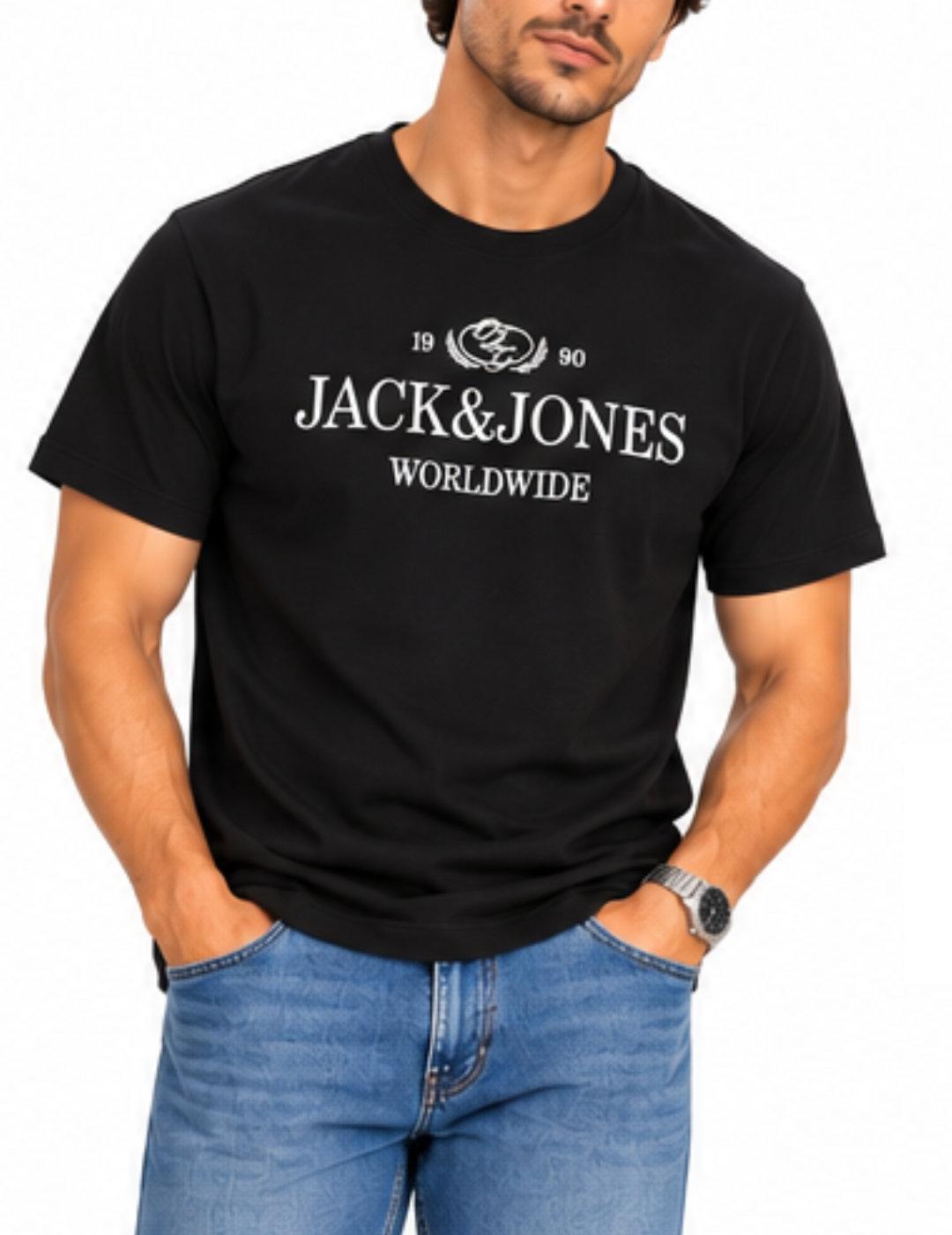 Camiseta Jack&Jones Frederik negra manga corta de hombre
