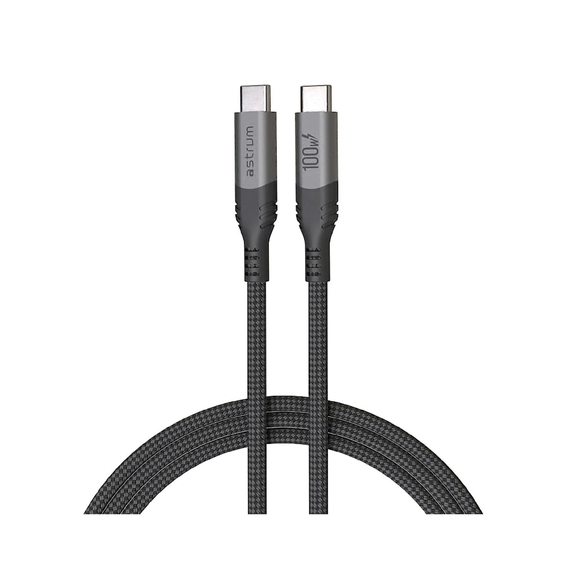 Astrum - Cable de carga VerveMesh VMCC100 USB-C a USB-C de 2 m, 100 W con chip E-Marker y núcleos de cobre de 48 hilos para portátiles y smartphones