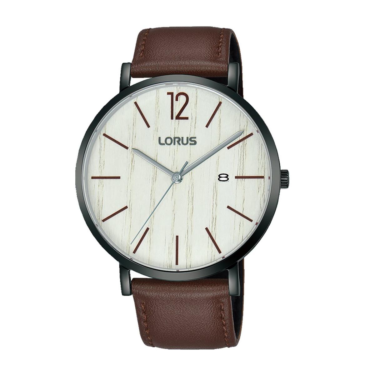 Lorus Reloj Hombre Caja De Acero Pulsera Genuine Leather De Color Marrón Resistente Al Agua 3 Atm Rh999mx9