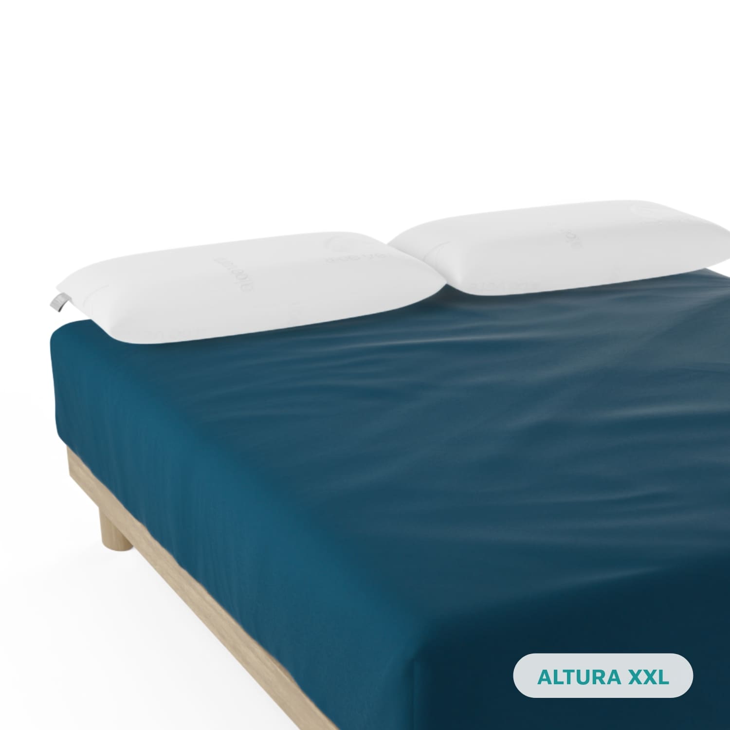 Sábana Bajera  Azul 100% Algodón 180 Hilos (Camas max 34cm), Suave, Fresca, Transpirable, Lavable a 30ºC