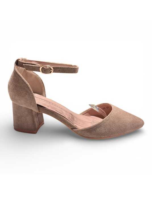 TIMBOS Zapato de tacón de vestir para mujer en color apricot - cierre de hebilla - 130725