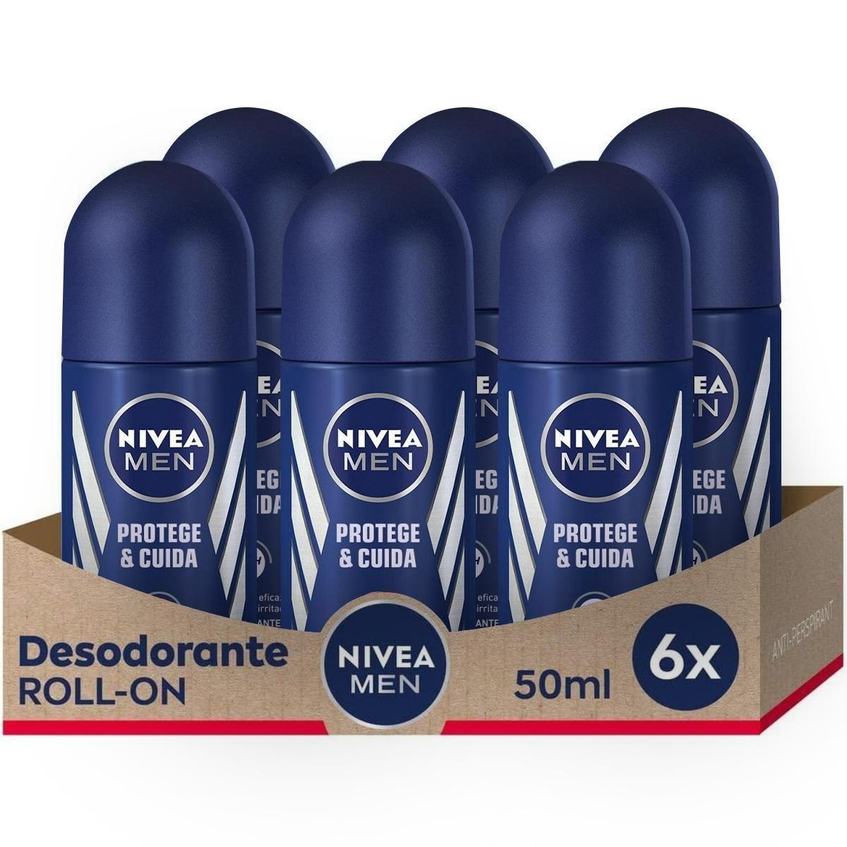 NIVEA MEN Pack ahorro -Protege y cuida Roll On 50 ml x 6 unidades