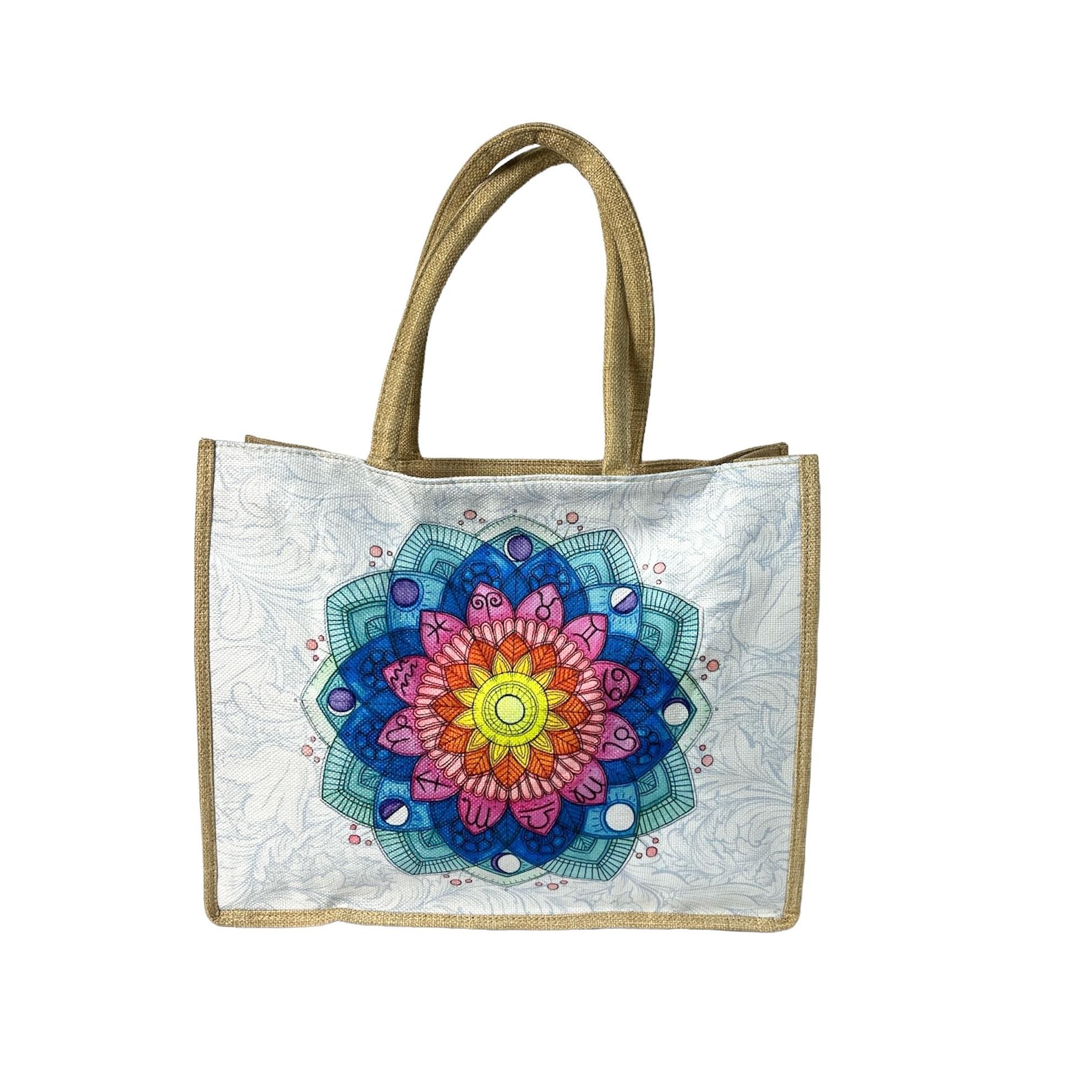MEJORADA Bolso de Tote para Mujer con Patróns de Mandalas, Cremallera, Poliéster