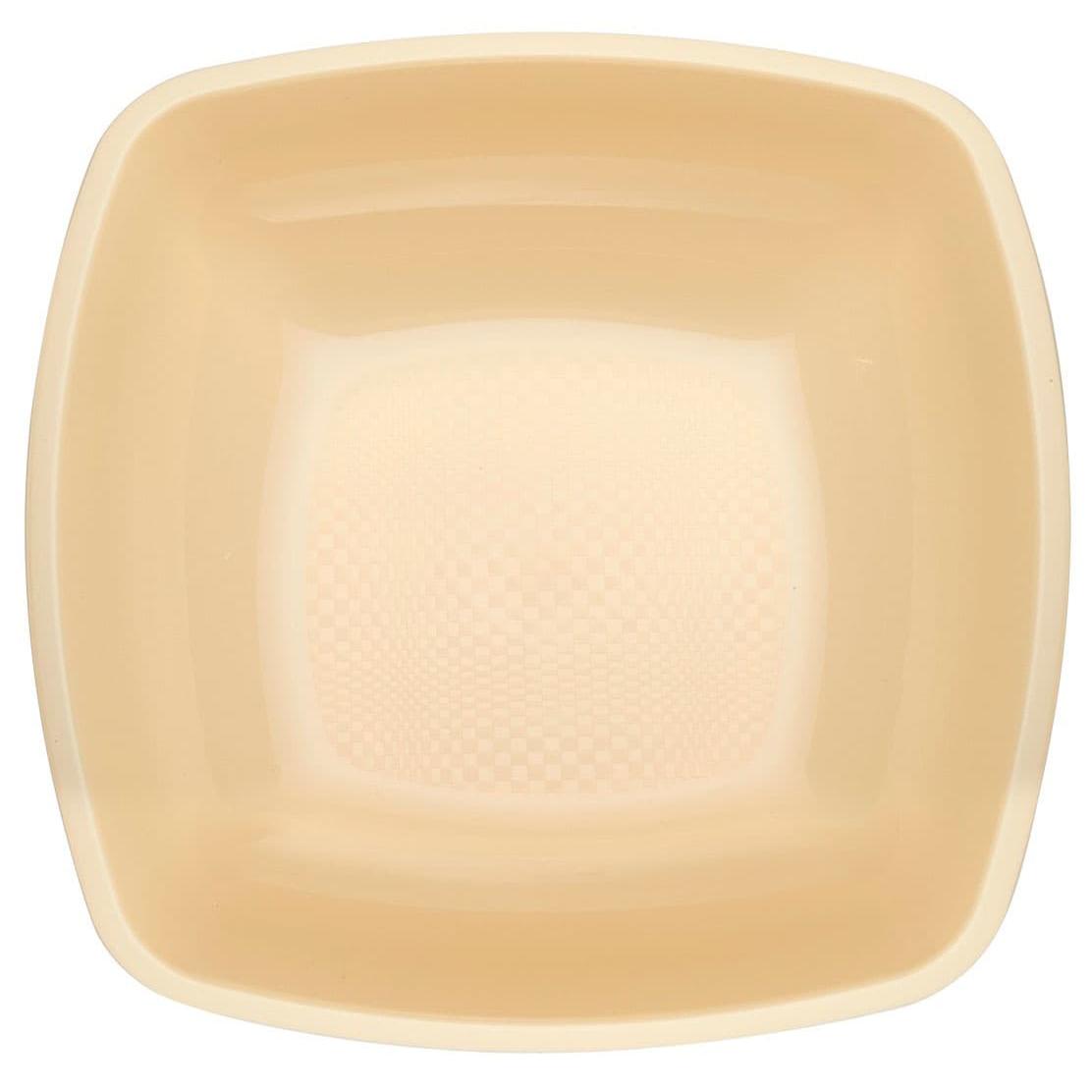 MONOUSO | Plato Duro Reutilizable PP Hondo Crema "Square" 18cm (25 Uds)
