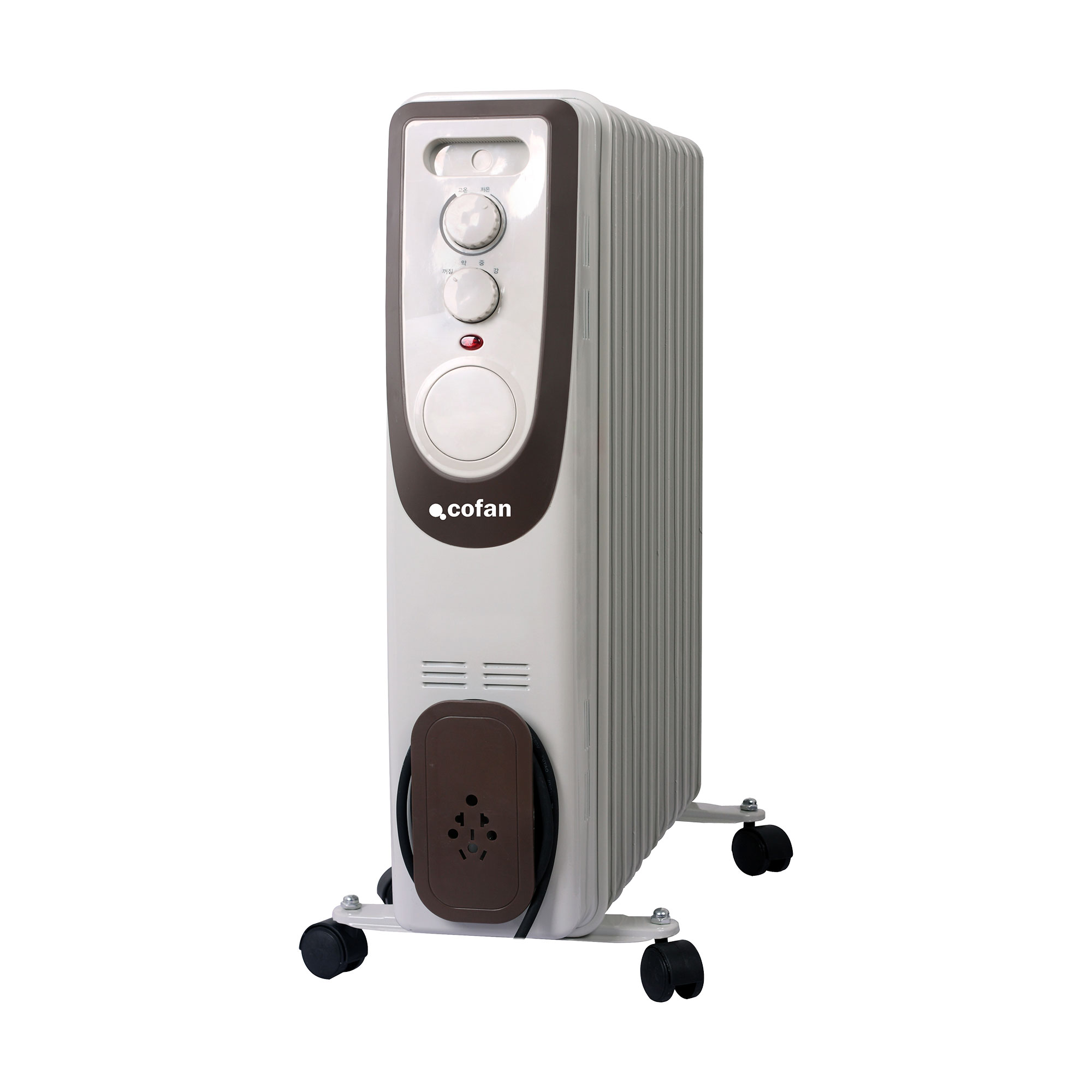 Cofan Radiador de Aceite Blanco 11 Elementos Termostato Regulable Seguridad Antiincendios Control Antivuelco Ruedas Giratorias Ideal para 25 M2