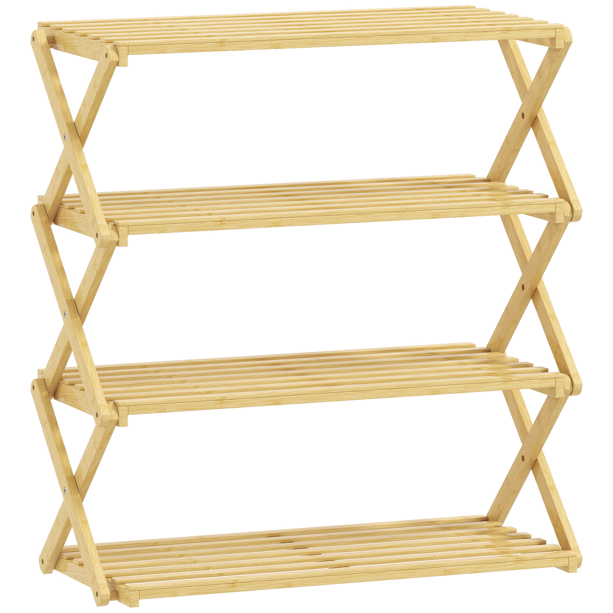 HOMCOM Zapatero Estrecho de Bambú, Zapatero Vertical Plegable de 3 o 4 o 5 Niveles, Sin Instalación, Estantería para Zapatos para Entrada, Pasillo, Dormitorio, Natural