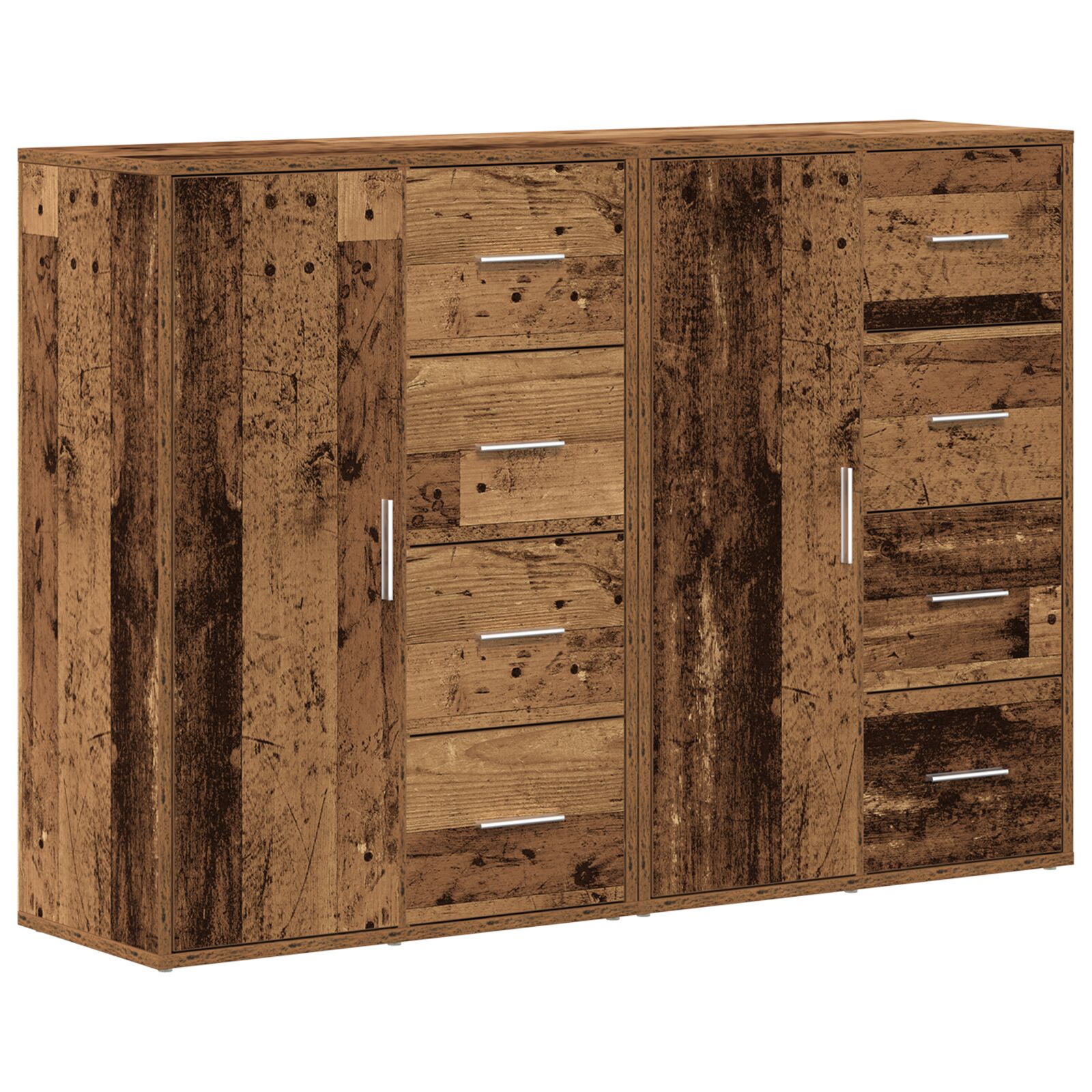 vidaXL Aparador Set de 2 Madera vieja Madera maciza Aparador