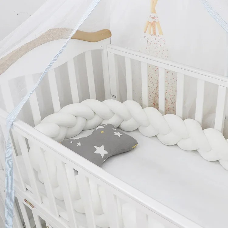 TK Protector De Cuna Para Bebé Con Nude Y Trencita Almohadilla De Cojín Anticolisión Decoración De Habitación Infantil 1M/2M/3M/4M