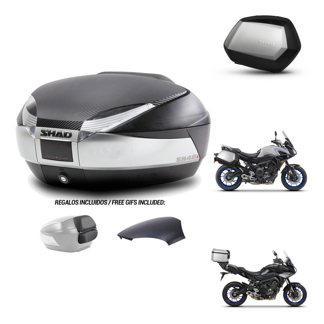 Maletas Laterales + Baul Trasero + Herraje 3P + Herraje Montaje Sh48 Sc Sh35 Premium KIT-255724