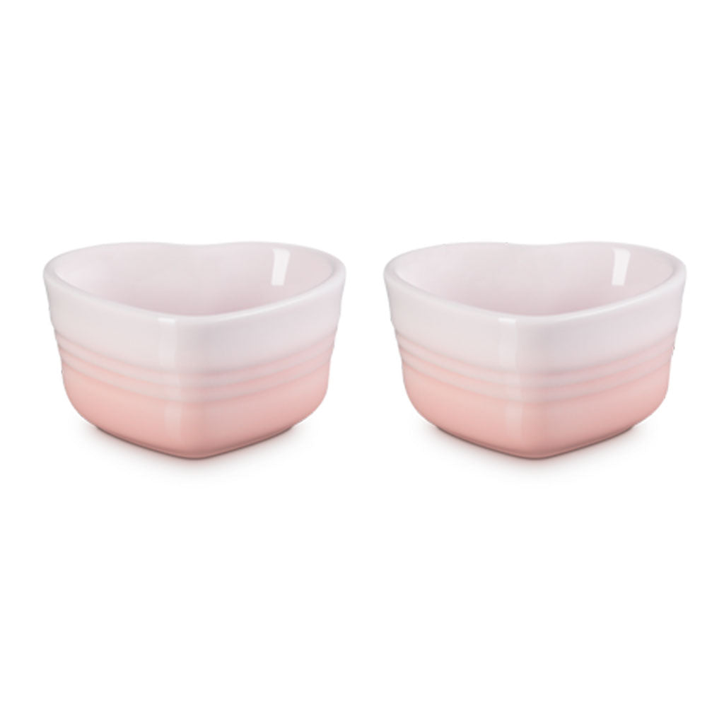 Conjunto de Dos Ramequines en Forma de Corazón de Cerámica de Gres Le Creuset, 300 ml, Apto para Horno, Microondas y Congelador