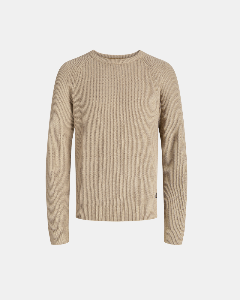 JACK AND JONES 12278916 PANNEL Jersey Manga larga Hombre Beige