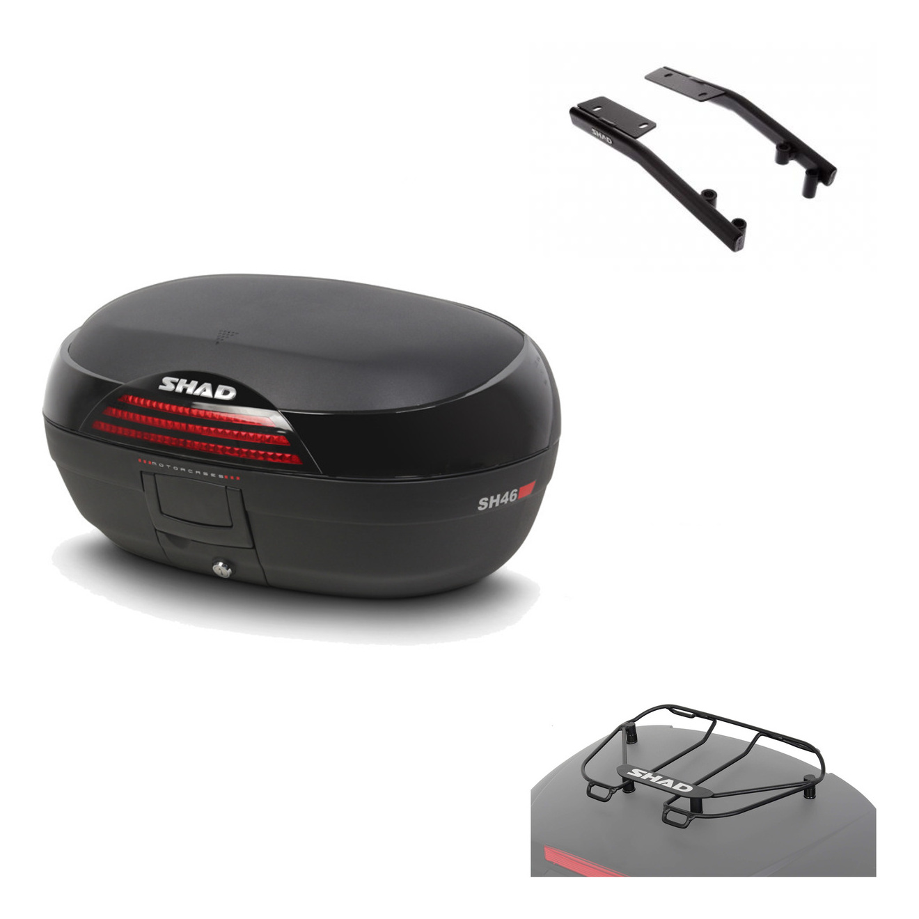Baul Trasero + Herraje Montaje + Parrilla Portabultos Sh46 Sh 46 New Model KIT-183585
