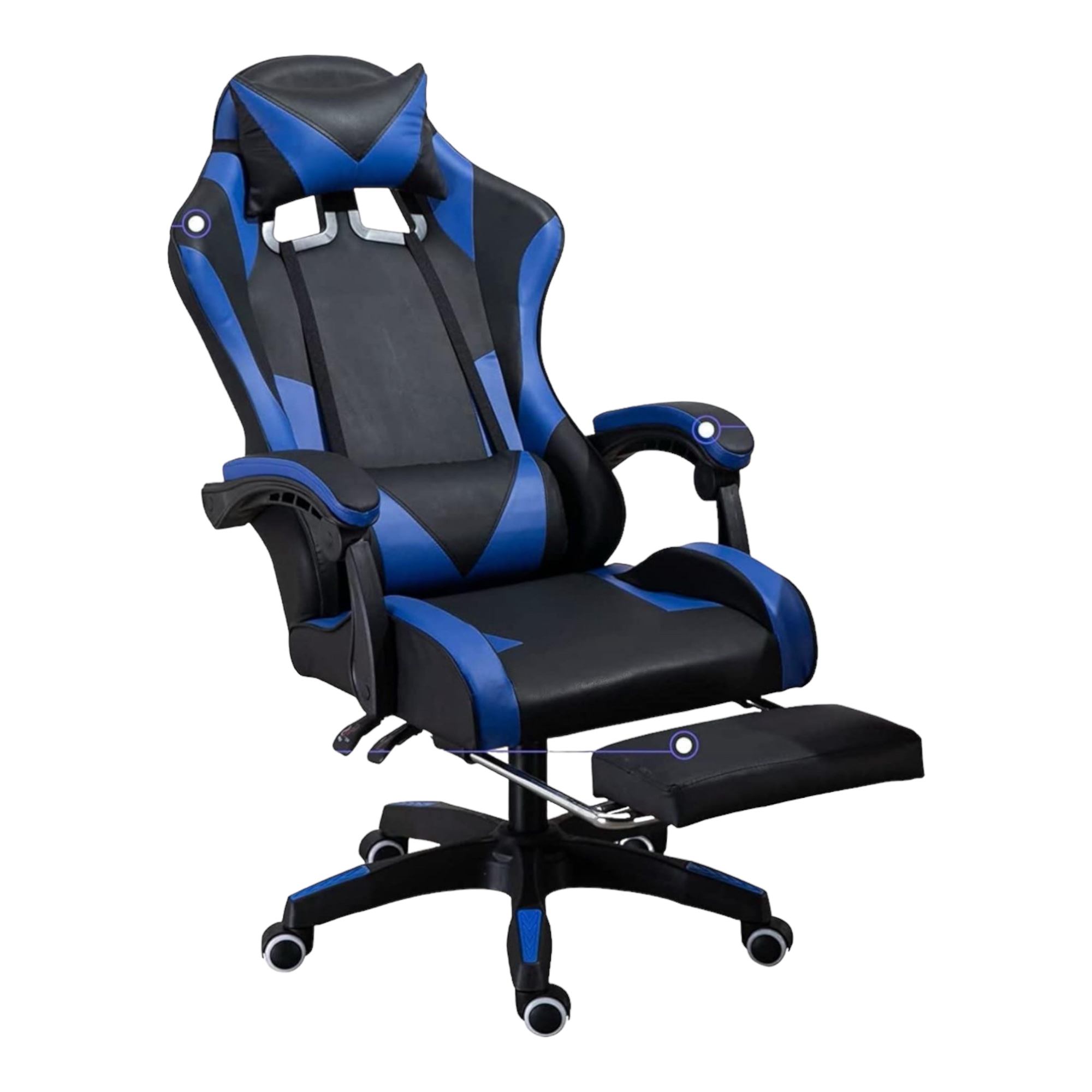 Silla Gaming para Escritorio, Oficina y Juegos Online Giratoria. Silla Cómoda de Altura Ajustable para Gaming ergonómica, de piel sintética.Silla racing de gaming videojuegos y de oficina. Es ergonómica y con diseño moderno. (S001 7490 8490 )