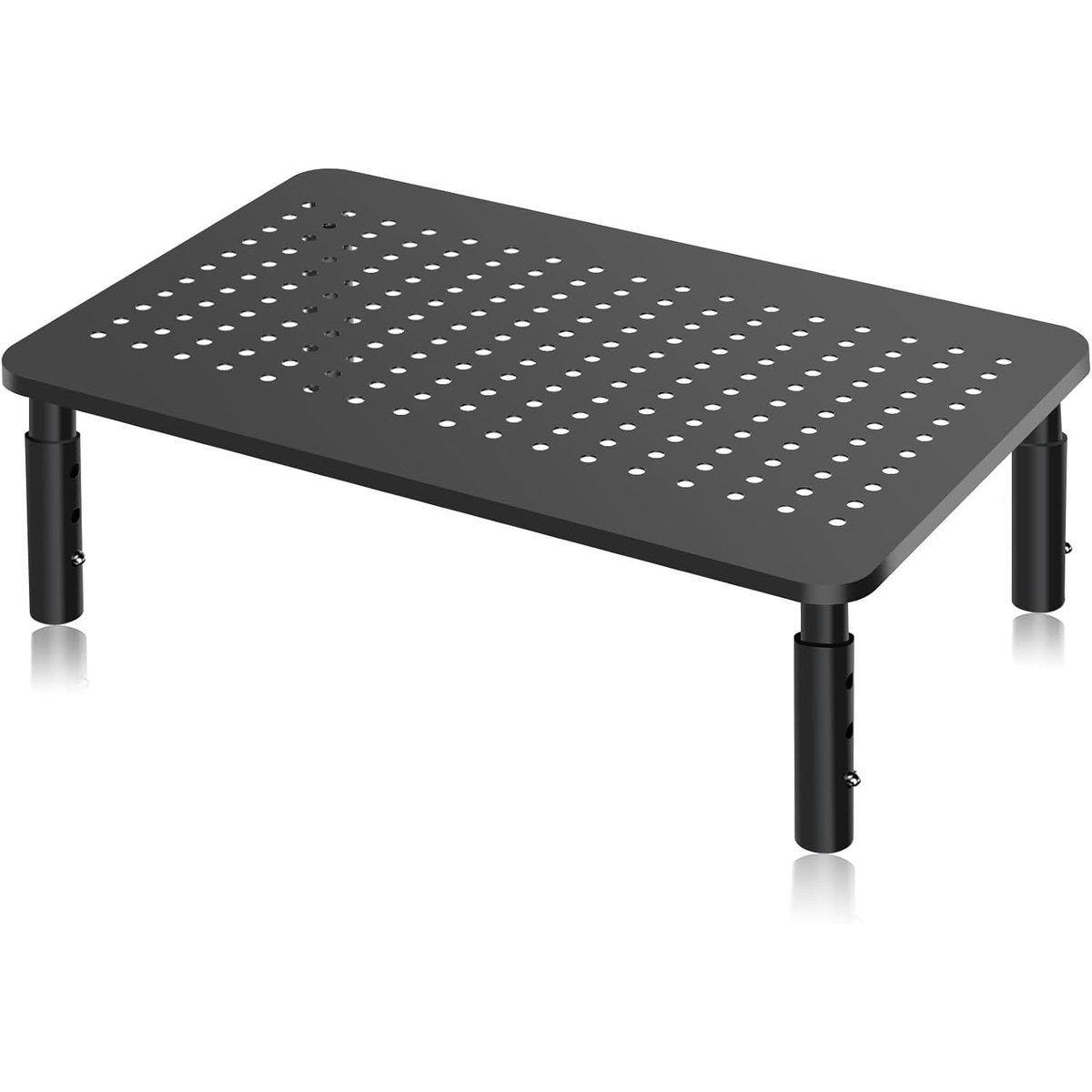 Soporte para monitor - Soporte metálico para ordenador - Soporte de pantalla ajustable a 3 alturas - Con plataforma de rejilla - Apto para PS4, PC, impresora, portátil y todos los monitores planos - Capacidad de carga de hasta 20 kg - 37 x 23 x 9,85 cm