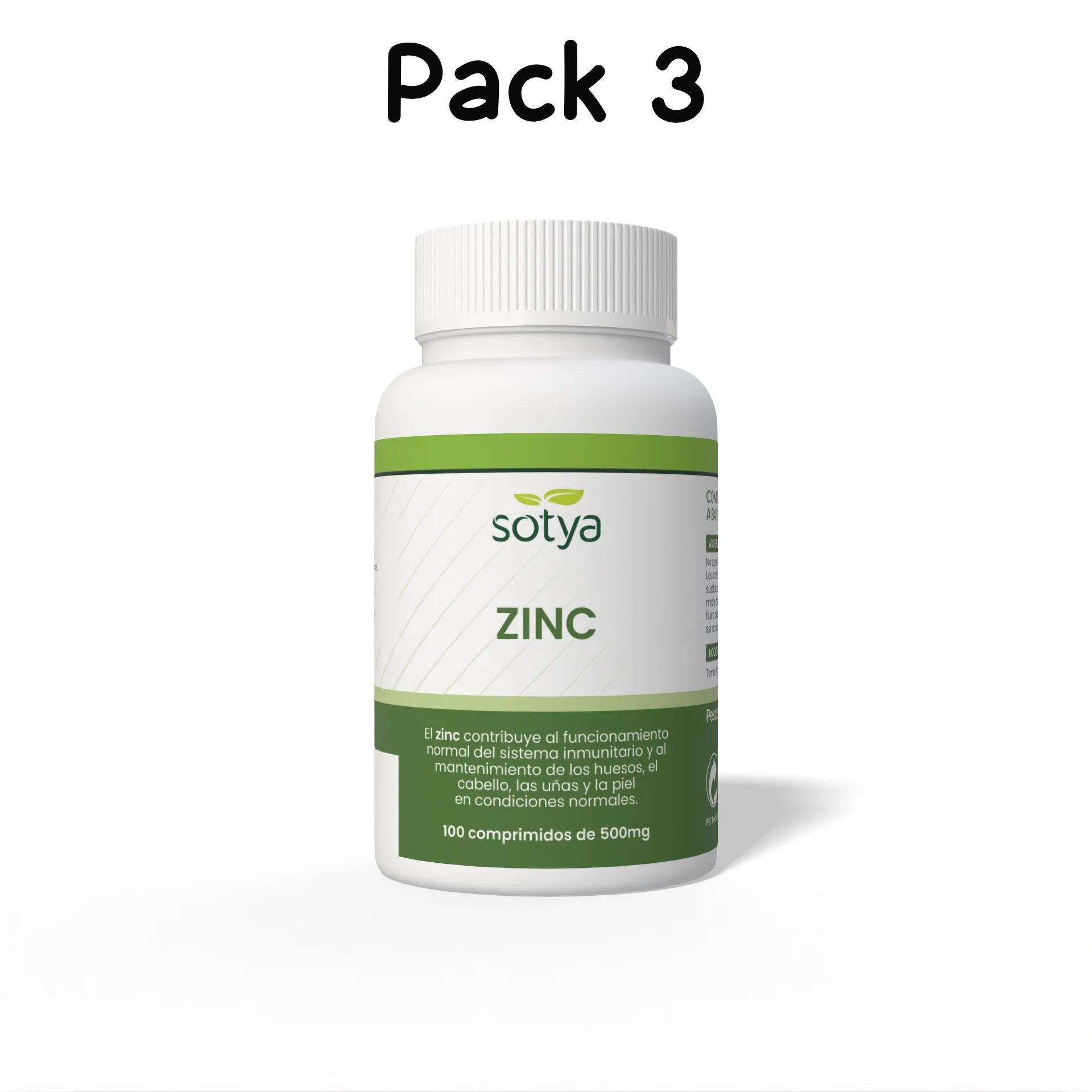 Pack 3 Zinc 500mg 100 comprimidos Sotya