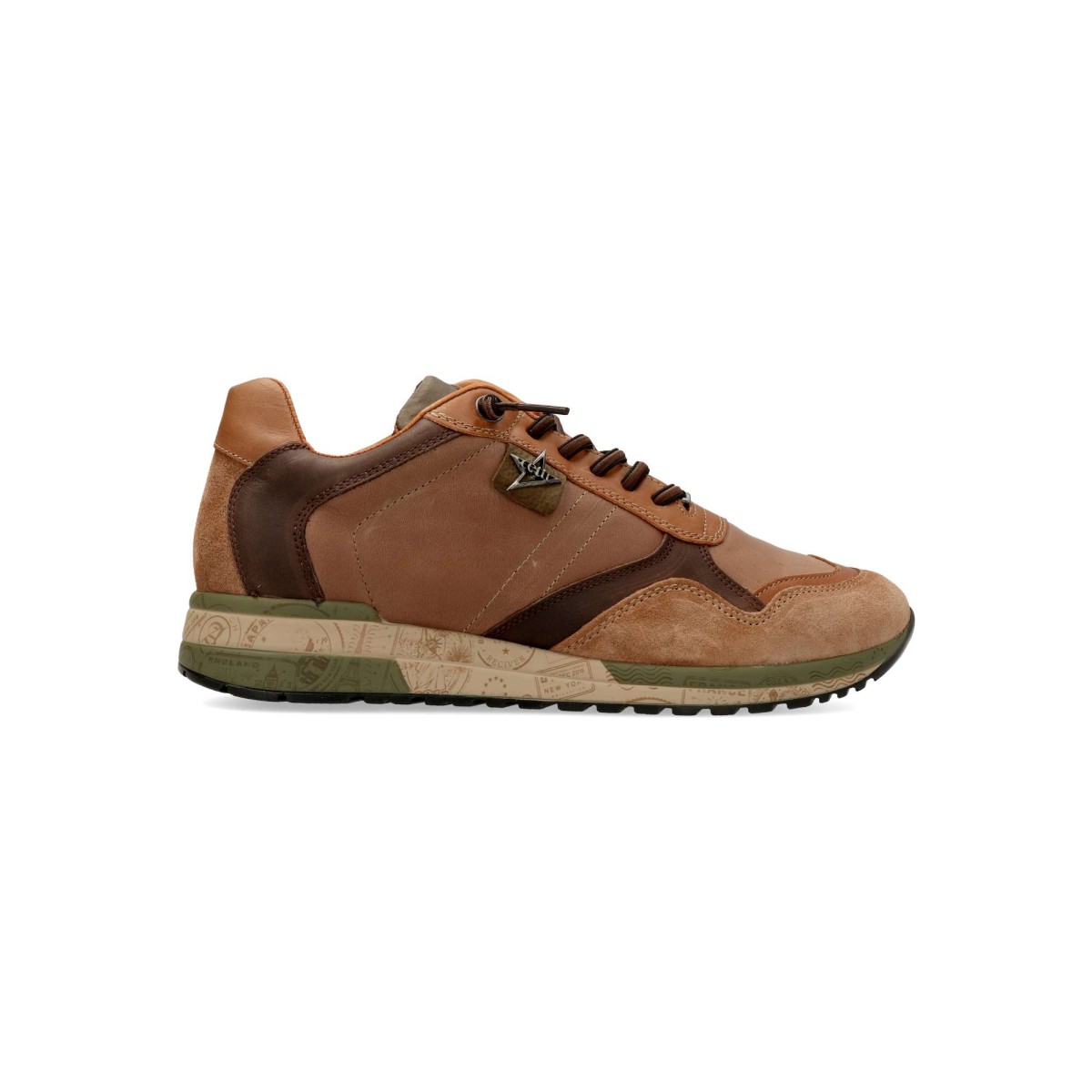 CETTI - Zapatillas casual hombre CETTI con diseño vintage-retro, piel natural y textil, cierre elástico, plantilla acolchada extraíble y suela de goma gruesa