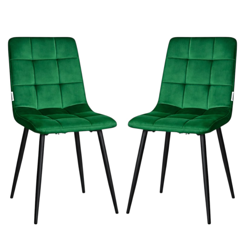 Minimal DECO Pack de 2 Sillas Tapizadas de Comedor Estilo Moderno con Patas Metálicas Blancas o Negras, Varios Colores