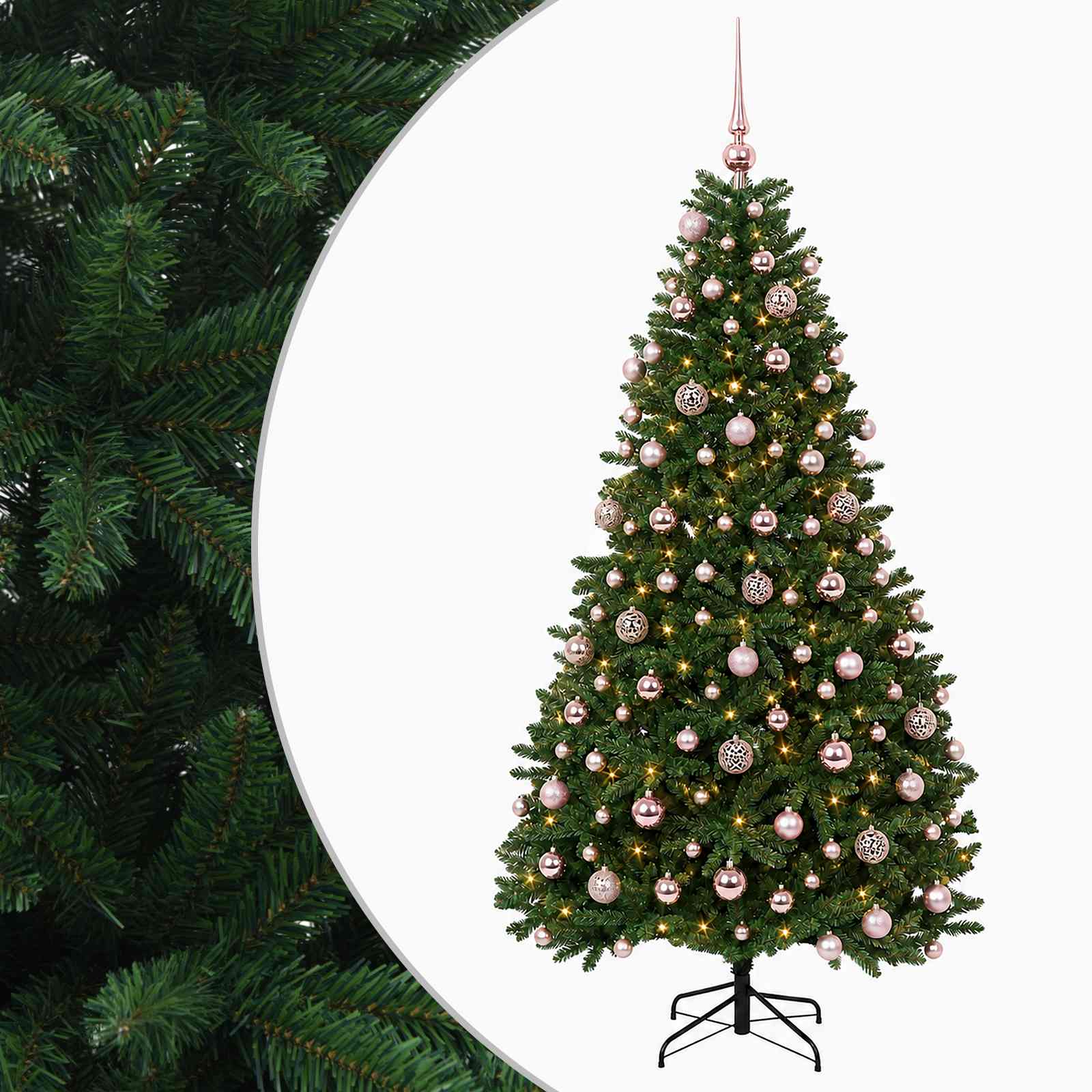 vidaXL Árbol de Navidad artificial verde medio con bolas 240 cm