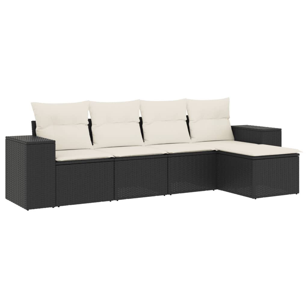 Vidaxl Set de Muebles de Jardín 5 Pzas Ratan Sintético Negro