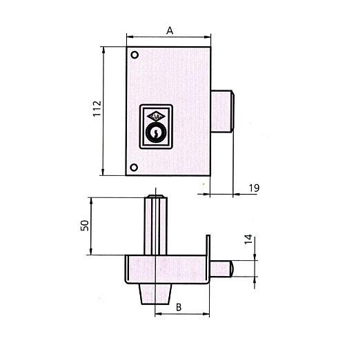 Cerradura sobreponer CVL 56C 60 derecha HE PF