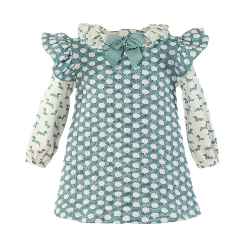 Miranda Vestido Bebe Niña 34/0523/V VERDE ropa niños Winter ROYALE CORDONETS