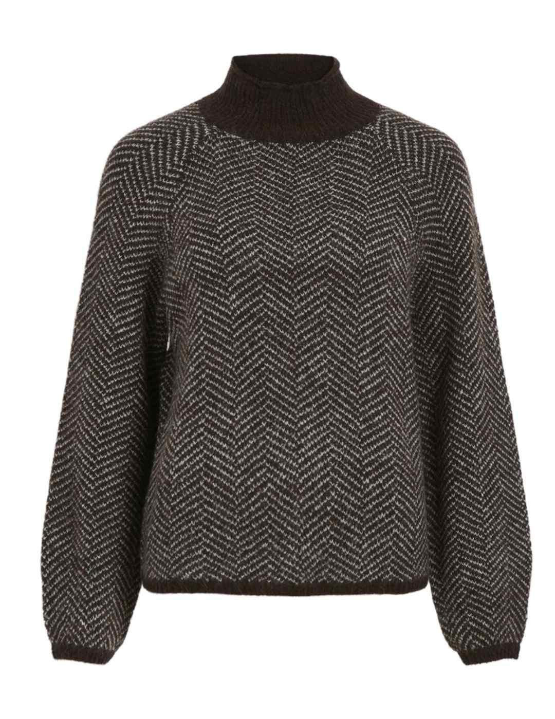 Jersey de lana Vila Lory marrón cuello alto para mujer