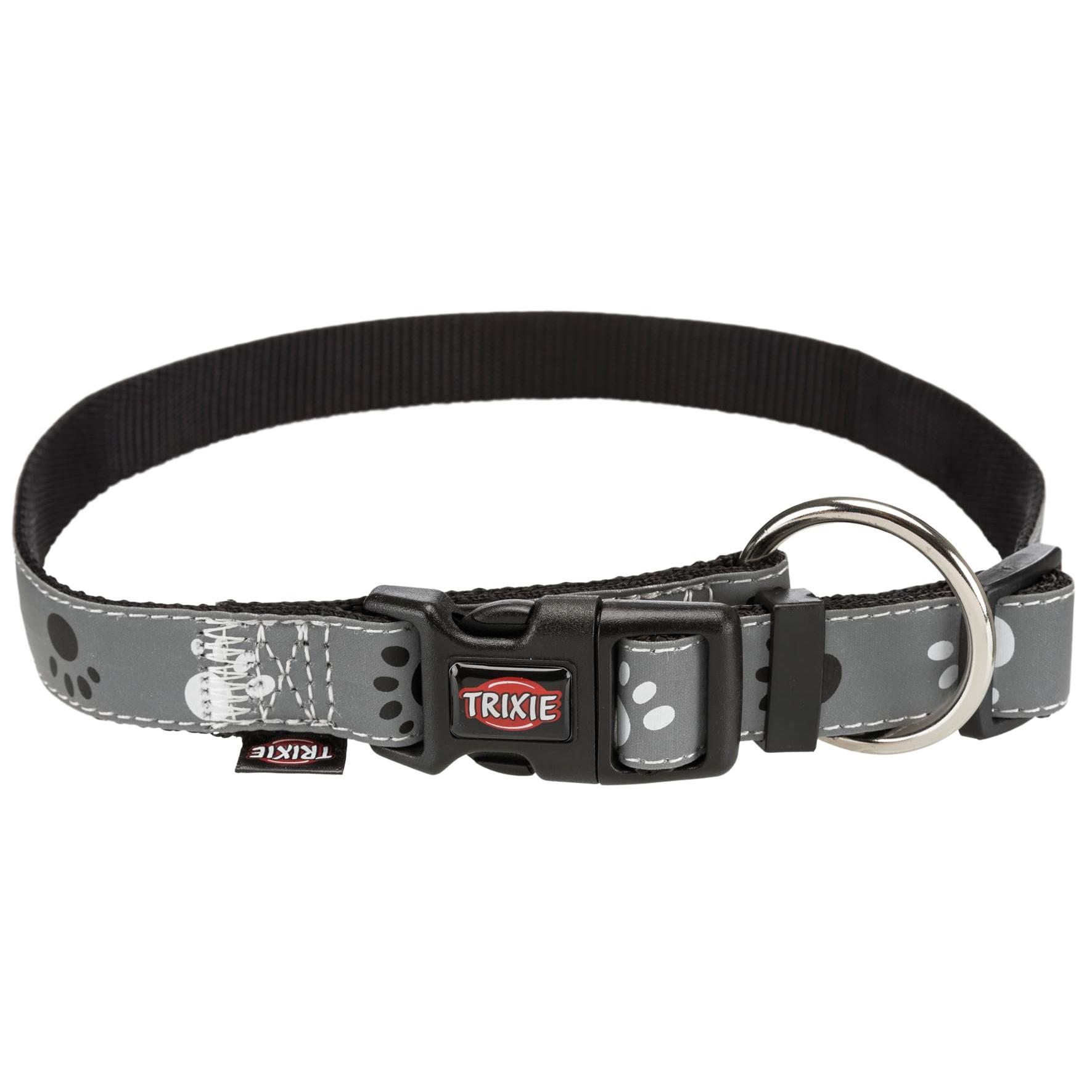 TRIXIE Silver Reflect collar, M–L: 35–55 cm/20 mm, black/silver grey