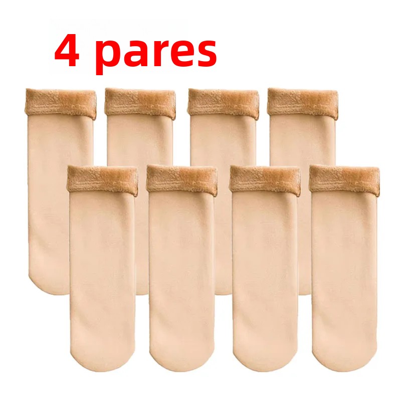 TK Calcetines De Invierno Para Mujer 1-4 Pares Cómodos Y Elásticos Calor Sólidos Gruesos Térmicos Negro Sin Costuras Suaves De Veludo Calcetines Bajo