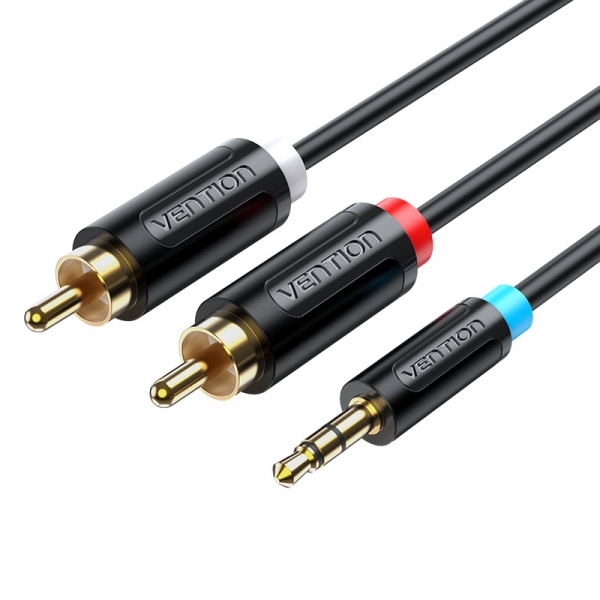 Vention cable estereo jack 3.5 macho a 2x rca macho - 2m - color negro