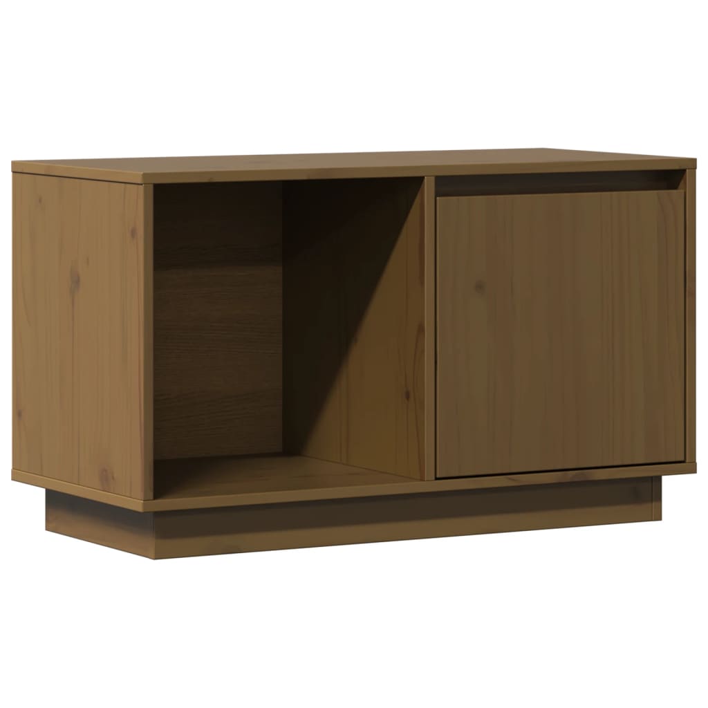 vidaXL Mueble de TV madera maciza de pino marrón miel 74x35x44 cm