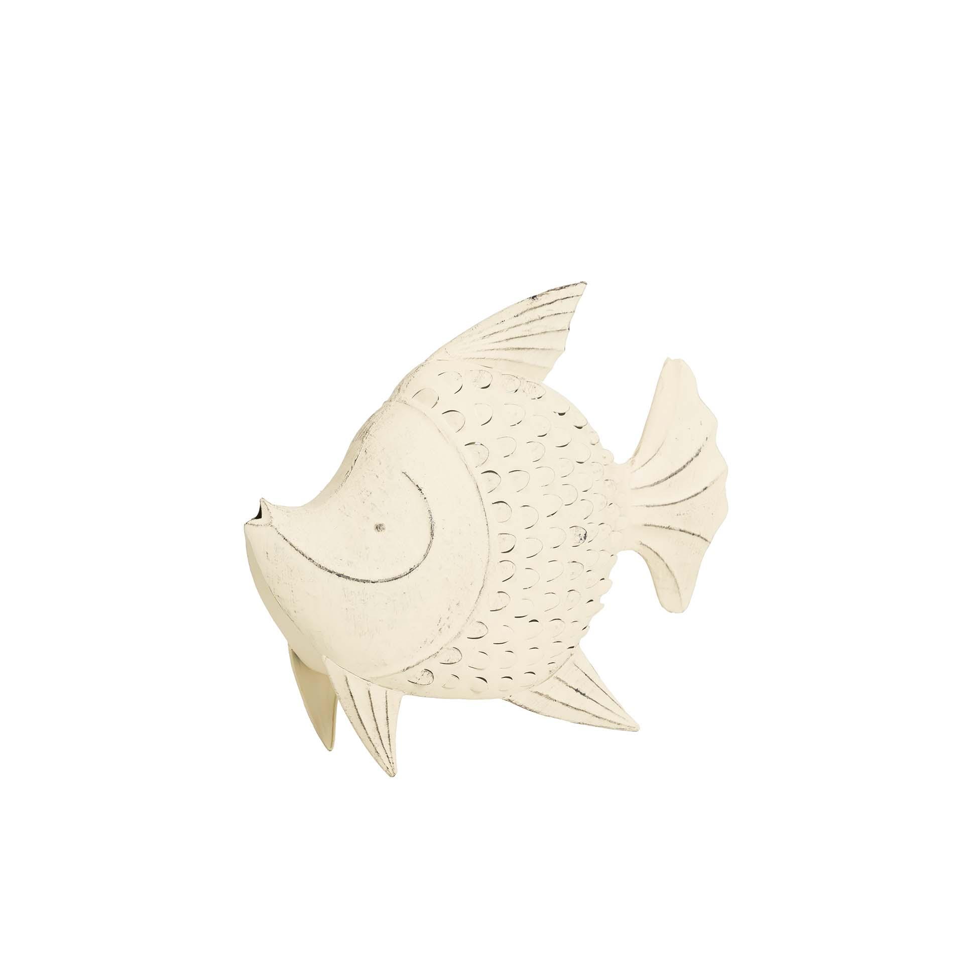Figura pez metal blanco 40x13x32 cm , El mejor complemento para tu hogar.
