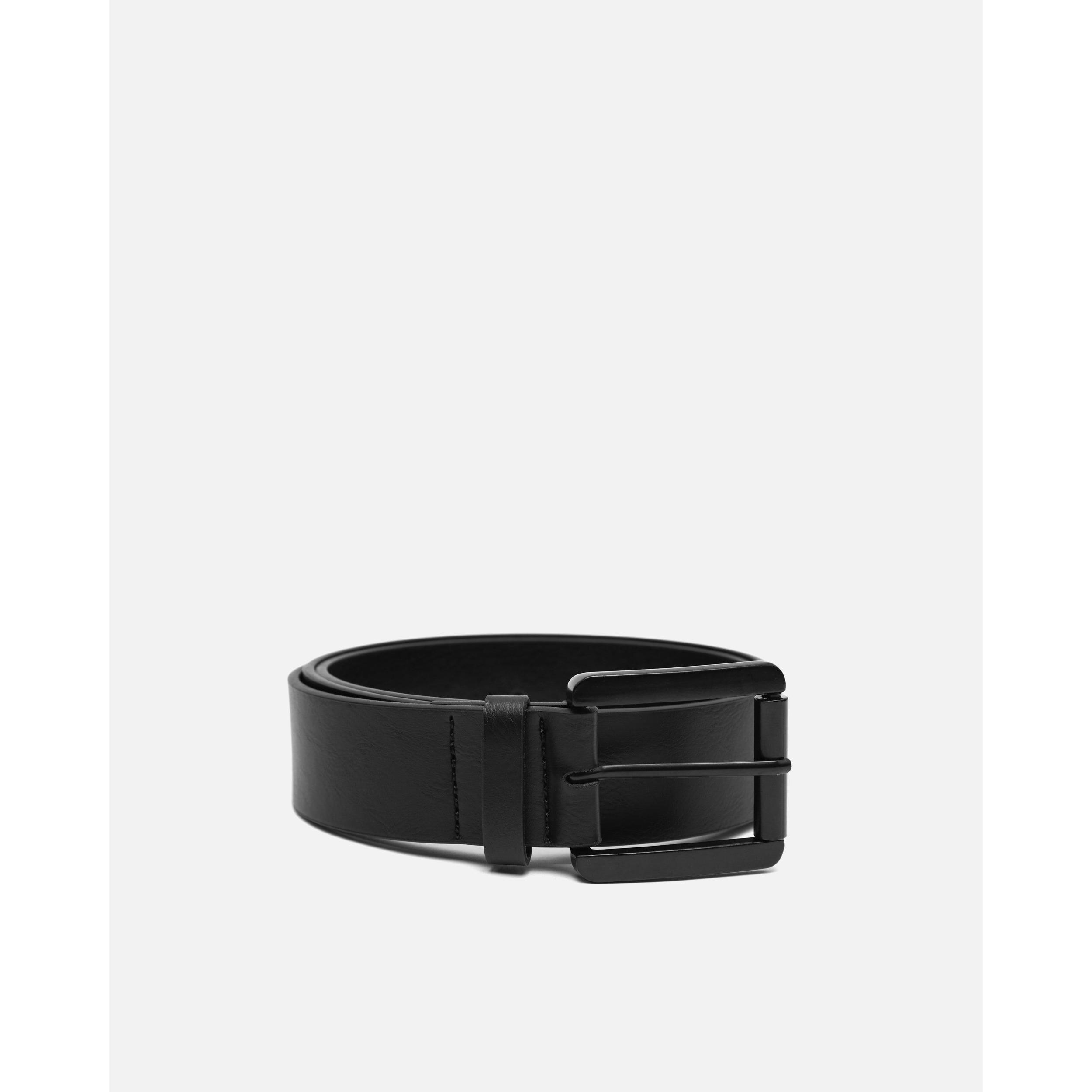 Cinturón liso negro Irion de Misako: hebilla metálica, versátil y fácil de combinar, 4 cm de ancho, define tu estilo diario con elegancia.