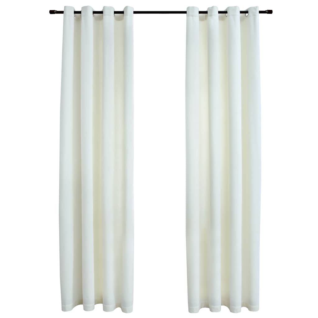 vidaXL Cortinas opacas con anillas 2 uds terciopelo crema 140x175 cm