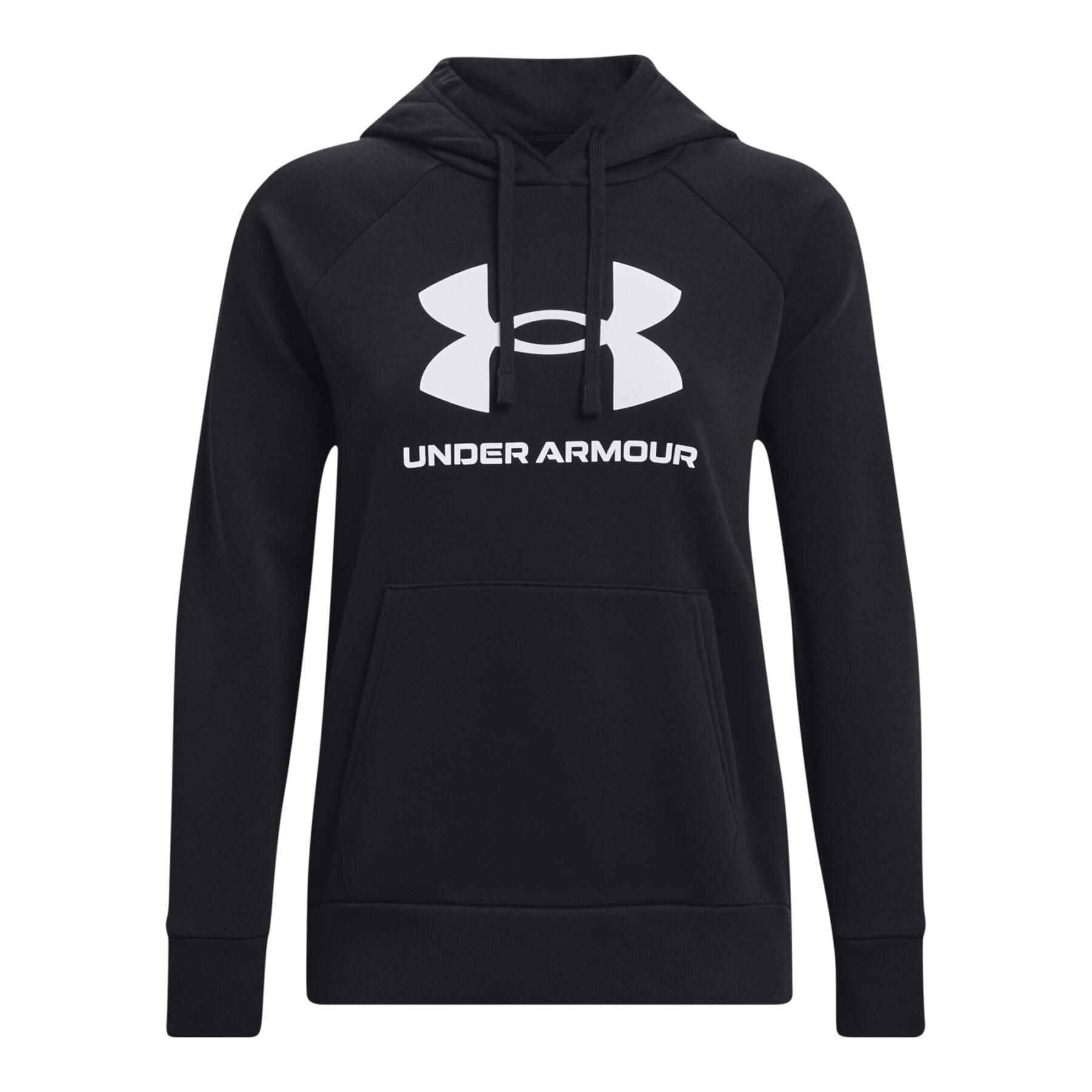 Under Armour - Sudadera con capucha UA Rival Fleece para hombre, diseño grande con logo destacado, tejido suave y cálido, ideal para deporte y uso diario