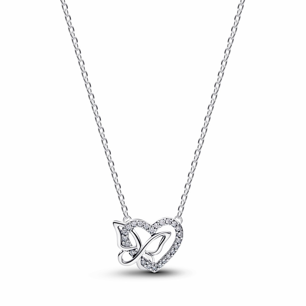 Collar Pandora Corazón y Mariposa Plata 394477C01-45