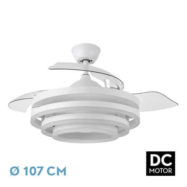 Fabrilamp Ventilador 72W Dc Kai Blanco 3 Aspas Transp. 6 Vel. 3 Colores 43/58X50/107 C/Remoto,Memoria Y Temp. 6120Lm
