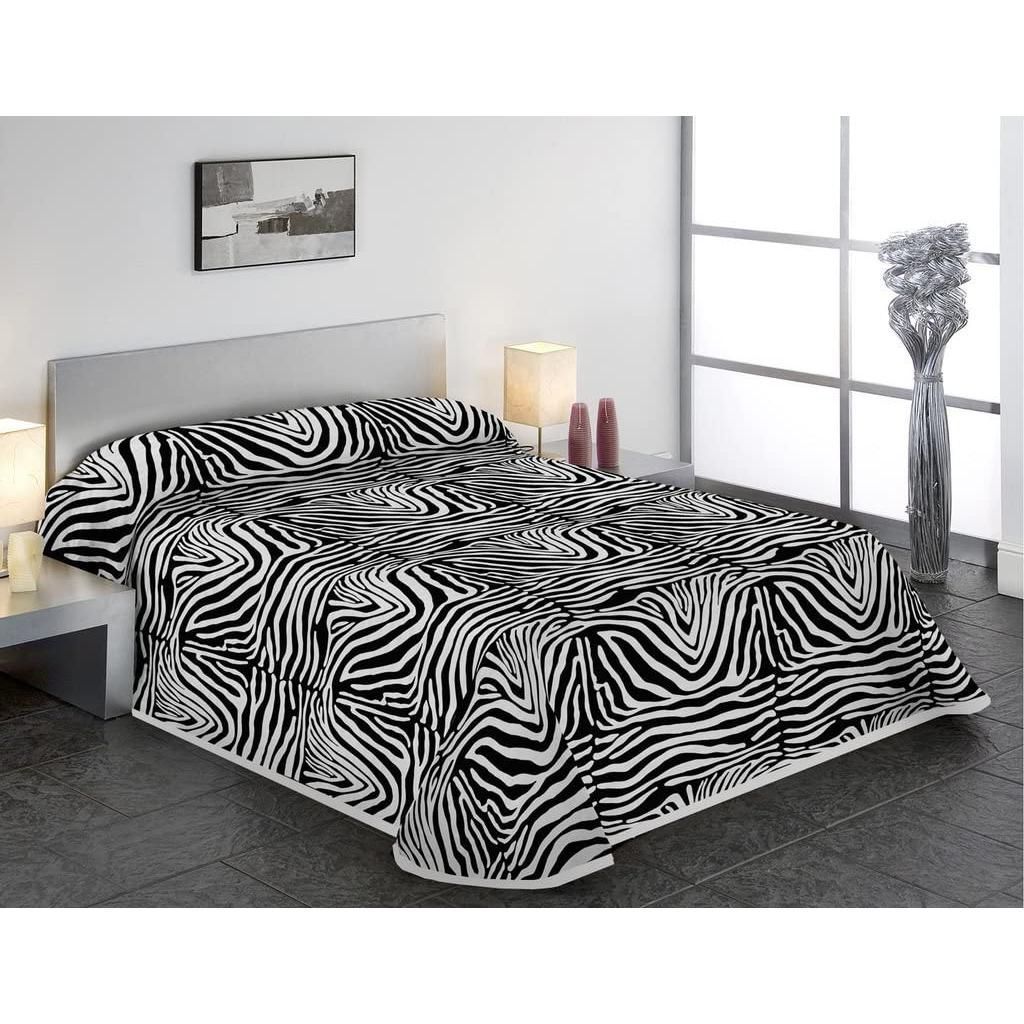 SABANALIA - Colcha estampada Cebra (Disponible en varios tamaños) | Colcha ideal para primavera y verano | Producto ligero y decorativo