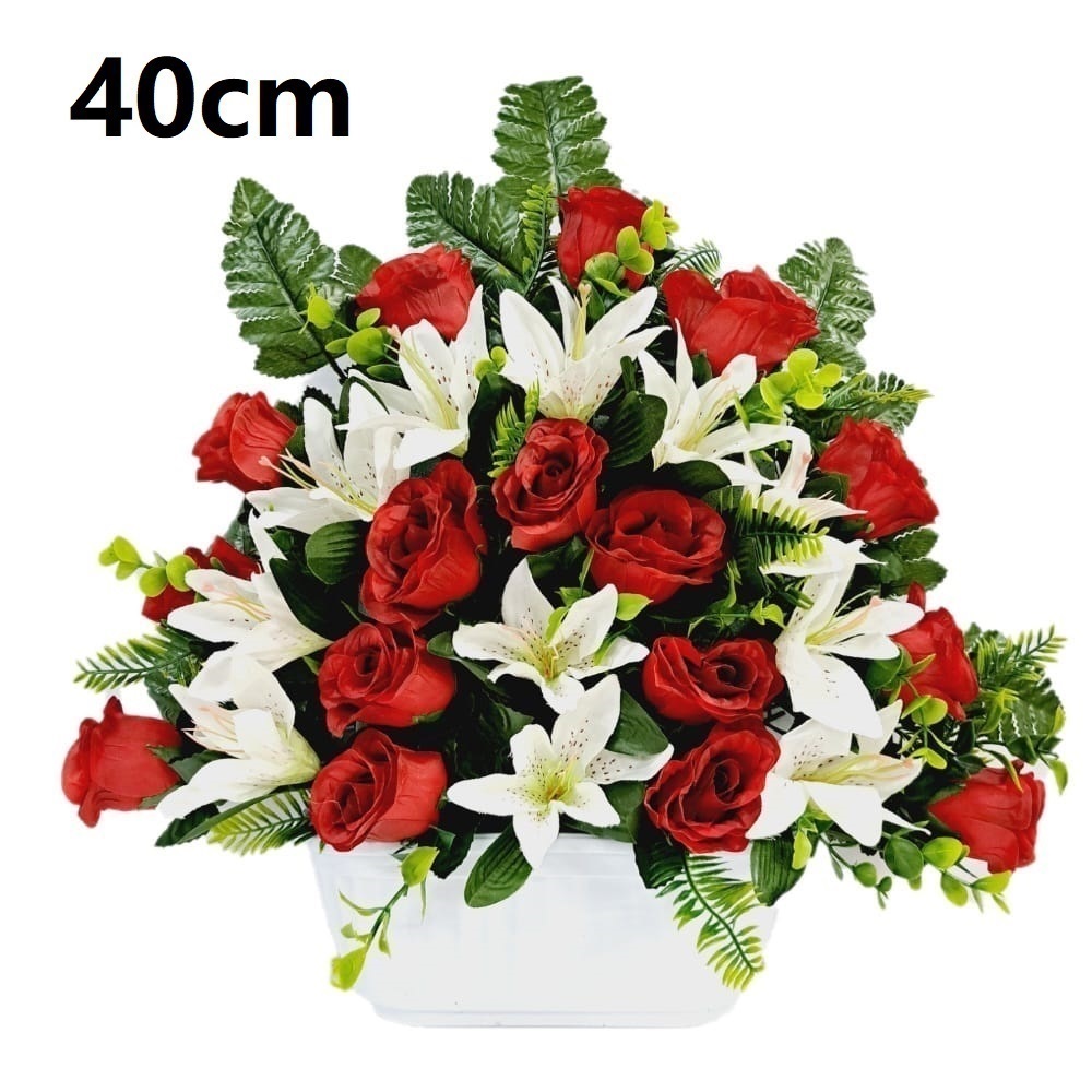 Flores artificiales para cementerio,Centro Flores para santos duraderas de tela con maceta,Gerimport,Envios desde España