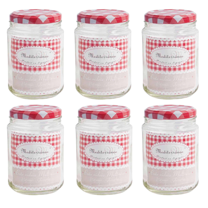 TRESV Set de 6 Botes de Cocina Almacenaje de Cristal, Tarros de Cristal con tapa 250cc, 330cc, 450cc y 1000cc, Aptos para lavavajillas