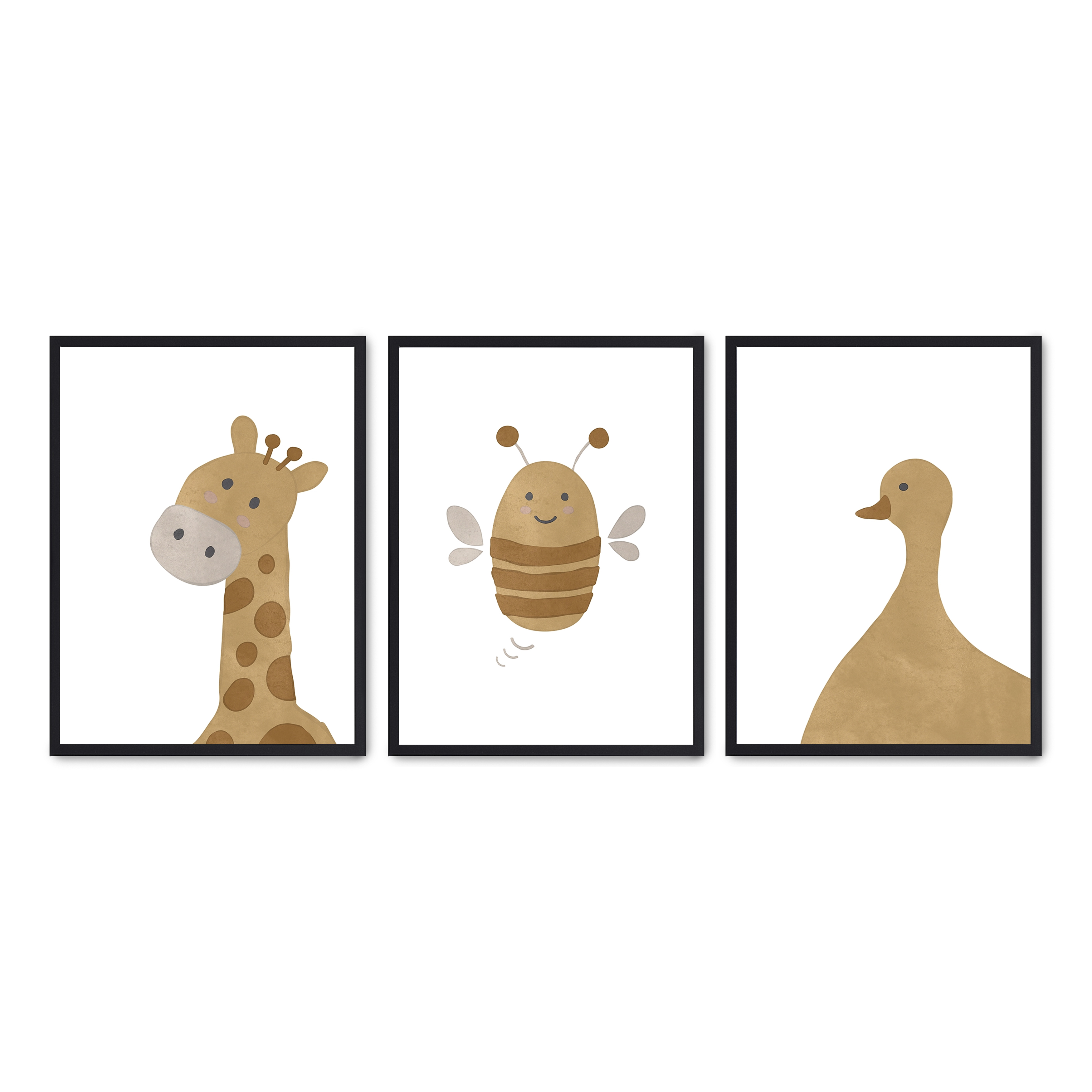 Set compuesto por tres cuadros con marco negro 30x40cm, Póster impreso en papel de calidad premium de 180gr, montado en marco de madera MDF con acabado en color negro, SETS