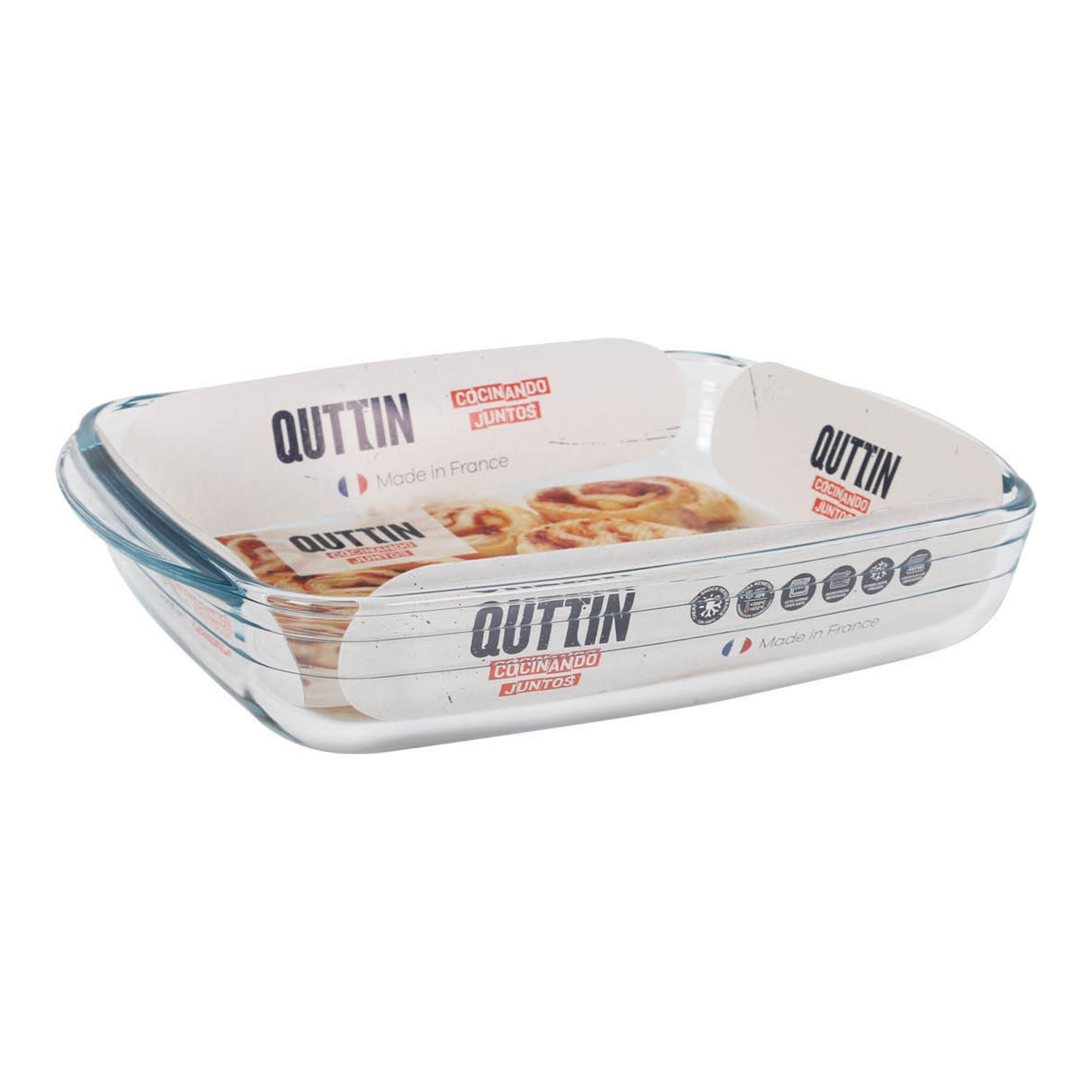 QUTTIN - Fuente de Vidrio Rectangular 28x20 cm/1.9 L - Versátil, Duradera y Apta para Horno y Lavavajillas | Amystyle