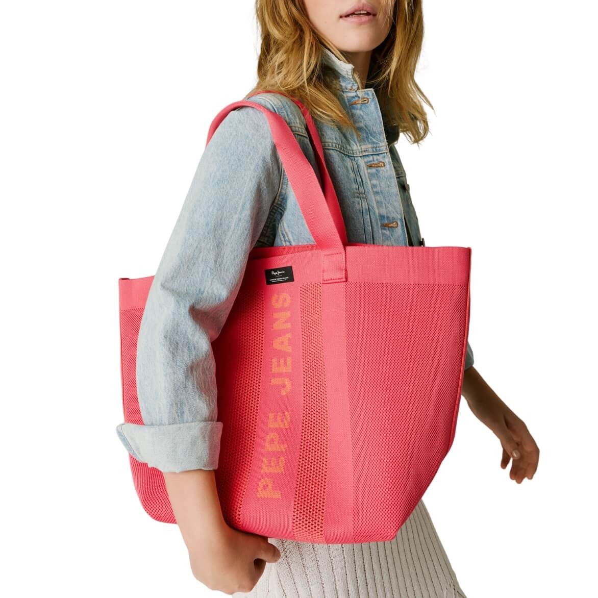 Bolso Shopper Tejido Knit Winslow Rosa Flúor De