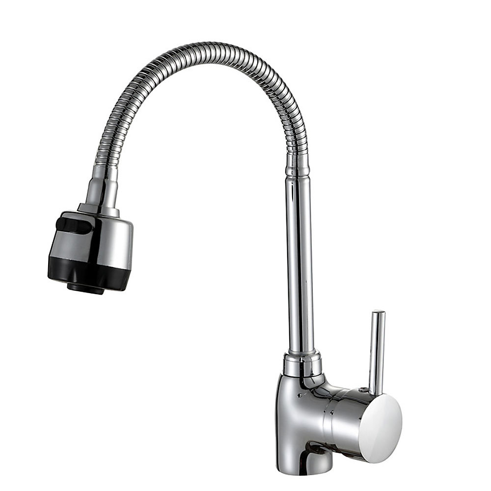 CA Grifo de cocina de tres vías con caño universal ABS y manguera de agua fría y caliente de 60 cm