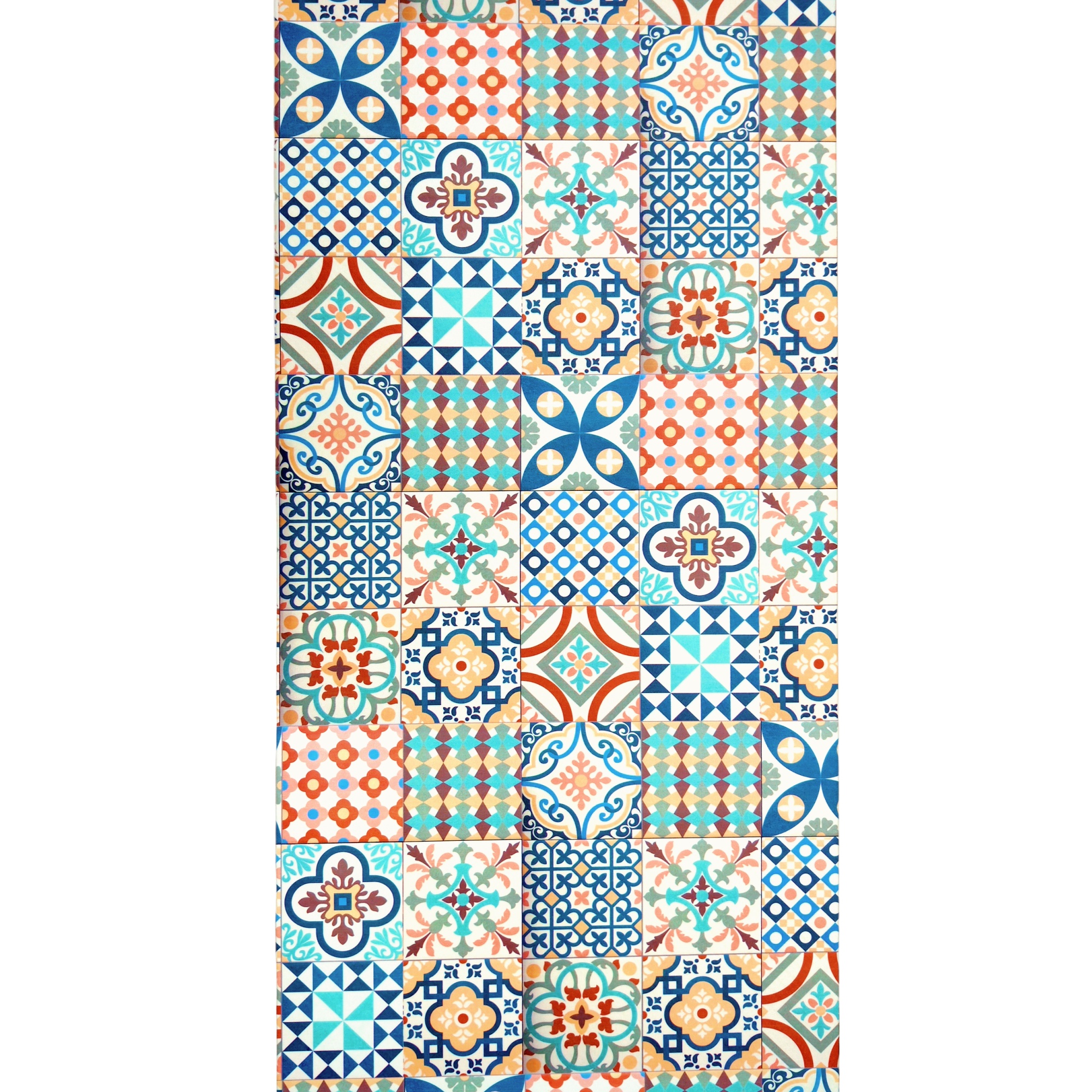 Alfombra Pasillera de PVC con Base Antideslizante, Diseño Mosaico de Baldosas, Resistente y Fácil de Limpiar, Ideal para Cocina, Baño, Pasillo, Entrada y Salón