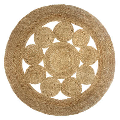 Factory Cuadros Alfombra Calada de Yute 80cm - Decorativa y Resistente