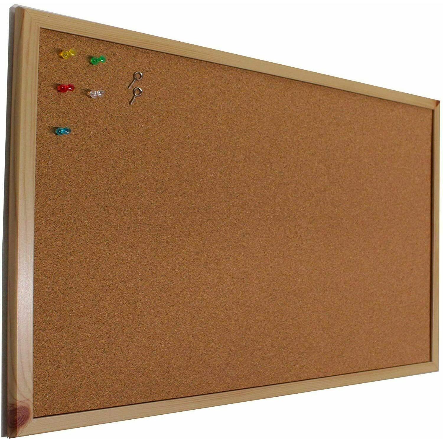 Tablero de corcho pared con marco de madera (suro pared), Pizarra de Corcho ideal como panel o tablon calendario, mapa, fotos