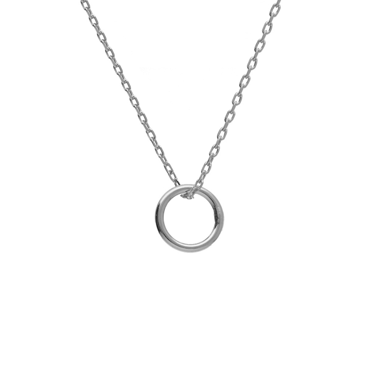 Victoria Cruz - Collar Corto Círculo para mujer, Plata de Ley 925, Bañado en Rodio sobre Plata - Joyas de Mujer Fabricadas en la Toscana